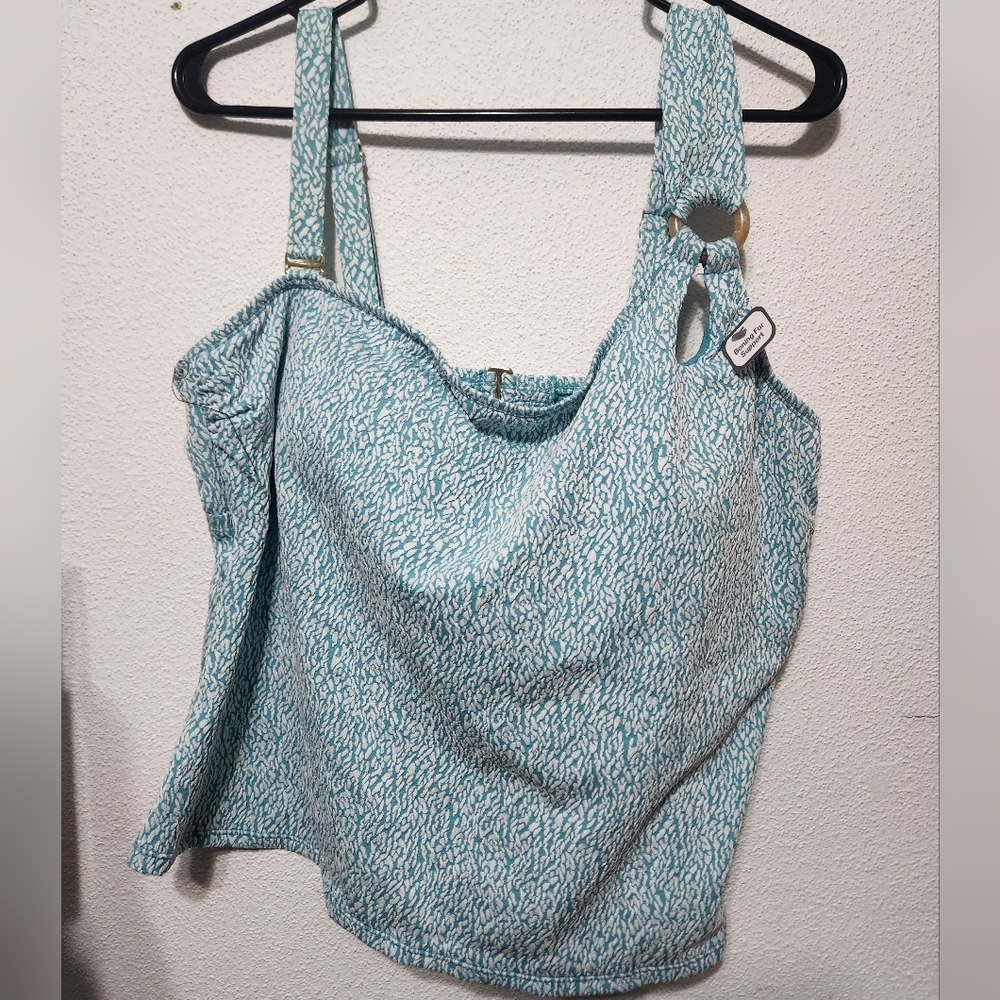 Time and Tru Aqua Patterned Cami with Ring Strap Detail